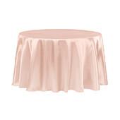 Sleek Satin Tablecloths 132" Round - Blush/Rose Gold