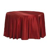 Sleek Satin Tablecloths 132" Round - Burgundy