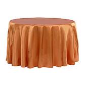 Sleek Satin Tablecloths 132" Round - Burnt Orange