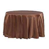 Sleek Satin Tablecloths 132" Round - Chocolate Brown