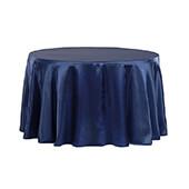 Sleek Satin Tablecloths 132" Round - Navy Blue