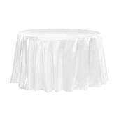 Sleek Satin Tablecloths 132" Round - White
