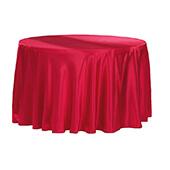Sleek Satin Tablecloths 132" Round - Apple Red