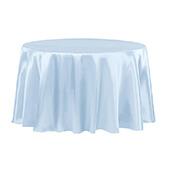 Sleek Satin Tablecloths 132" Round - Baby Blue