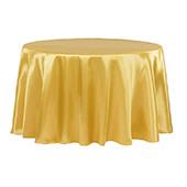 Sleek Satin Tablecloths 132" Round - Bright Gold