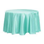 Sleek Satin Tablecloths 132" Round - Light Turquoise