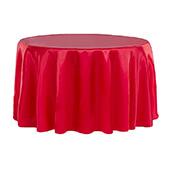 Sleek Satin Tablecloths 132" Round - Red