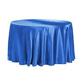 Sleek Satin Tablecloths 132" Round - Royal Blue