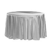 Sleek Satin Tablecloths 132" Round - Silver