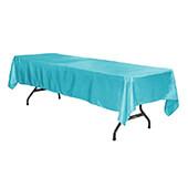 Sleek Satin Tablecloths 60"x120" Rectangular - Aqua Blue