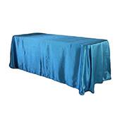 Sleek Satin Tablecloth 90"x156" Rectangular - Aqua Blue