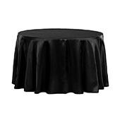 Sleek Satin Tablecloth 120" Round - Black