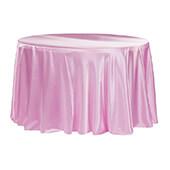 Sleek Satin Tablecloth 120" Round - Medium Pink