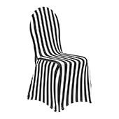 Striped Spandex (Lycra) Banquet & Wedding Chair Cover By Eastern Mills in Black and White