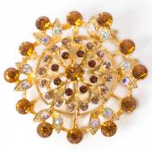 DecoStar™ Iridescent Diamond Encrusted Firework Brooch in Gold