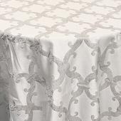 Dazzle Tablecloth by Eastern Mills - Damask Silver White - Many Size Options
