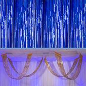 Flag Blue - Metallic Fringe Ceiling Curtain - Choose your Length