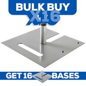 BULK BUY! (16) Pro & EZ Series - 18in x 18in Heavy Duty Base w/ 6" x 2" Pin (Up to 14ft)