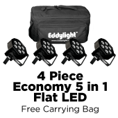 Economy 5 in 1 Flat LED Par - 4 Pack w/ Carrying Bag