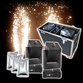 Pair of EddyLight Pro Spark, Spinning Cool Sparkler Machine w/ Flight Case - Shoots Flame-less Sparks up to 16ft!