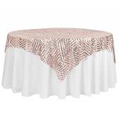 Geometric Lines Sequin Tablecloth - Choose your Size - Blush/Rose Gold