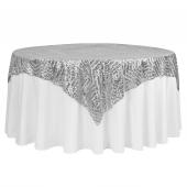 Geometric Lines Sequin Tablecloth - Choose your Size - Silver