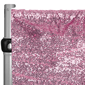 Pink Sequin Backdrop Curtain w/ 4" Rod Pocket by Eastern Mills - 12ft Long x 4.5ft Wide