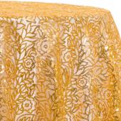 Gold - Fancy Leaf Sequin Overlay by Eastern Mills - Many Size Options