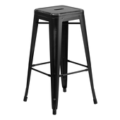 30" Distressed Stacking Metal Barstool - Black