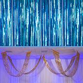 Ice Blue - Metallic Fringe Ceiling Curtain - Choose your Length