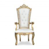 King Thronet Chair - Ivory Vinyl/Gold Frame