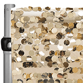 Champagne Payette Sequin Backdrop Curtain w/ 4" Rod Pocket by Eastern Mills - 12ft Long x 4.5ft Wide