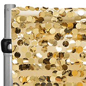 Gold Payette Sequin Backdrop Curtain w/ 4" Rod Pocket by Eastern Mills - 8ft Long x 4.5ft Wide