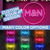 Custom Neon Sign Your Initials in Monogram Circle - Choose your Size and Color!