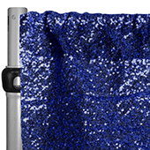 Navy Blue Sequin Backdrop Curtain w/ 4" Rod Pocket by Eastern Mills - 12ft Long x 4.5ft Wide