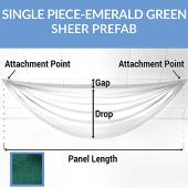 Single Piece -Emerald Green Sheer Prefabricated Ceiling Drape Panel - Choose Length and Drop!
