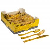 Plastic Cutlery Set 100pc/pack - Gold