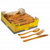 Plastic Cutlery Set 100pc/pack - Rose Gold