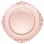 Filigree Edge Plastic Charger Plate 13" - 24 Pieces - Blush