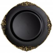Filigree Edge Plastic Charger Plate 13" - 24 Pieces - Black
