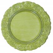 Antique Look Plastic Charger Plate 13" - 24 Pieces - Green