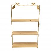 Metal 3 Tier Dessert Stand with Wood Panels - Gold