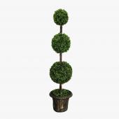 Artificial Triple Ball Boxwood Plant In Pot - 4ft