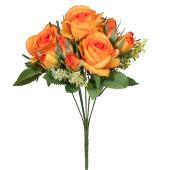Decostar™ Artificial Deluxe Rose Bouquet - Orange