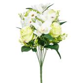 Artificial Rose And Orchid Bouquet - Apple Green