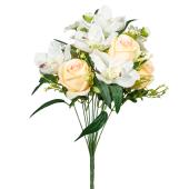 Artificial Rose And Orchid Bouquet - Blush