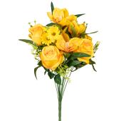 Artificial Rose And Orchid Bouquet - Orange