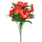 Artificial Rose And Orchid Bouquet - Red