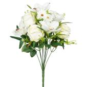 Artificial Rose And Orchid Bouquet - White