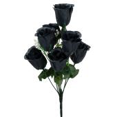 Artificial Rose Bud Bush 12" - Dozen - Black